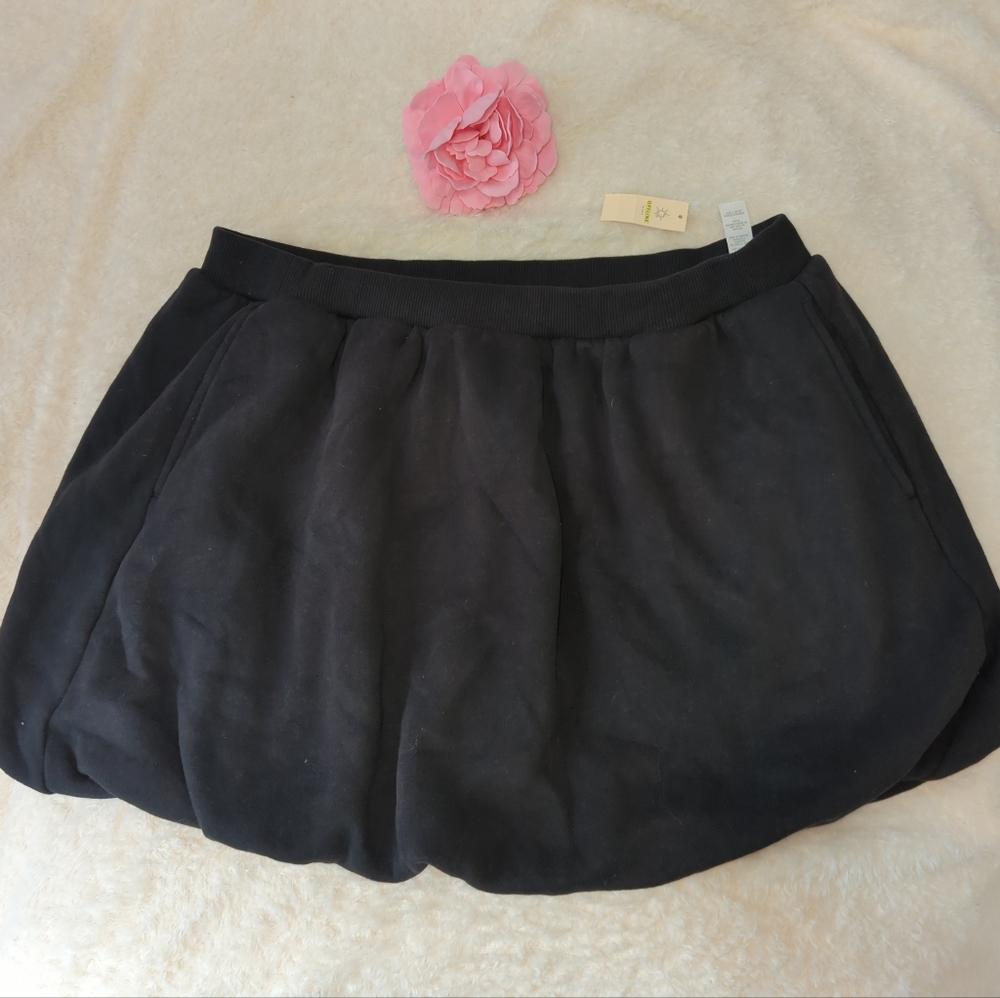 aerie Black Bubble Skirt Skort Size L Sweat Skort Shorts Underneath New NWT